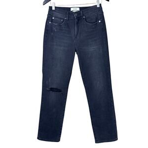 Pistola Slim Cigarette Distressed Jeans Cropped Mid Rise Washed Black Size 28